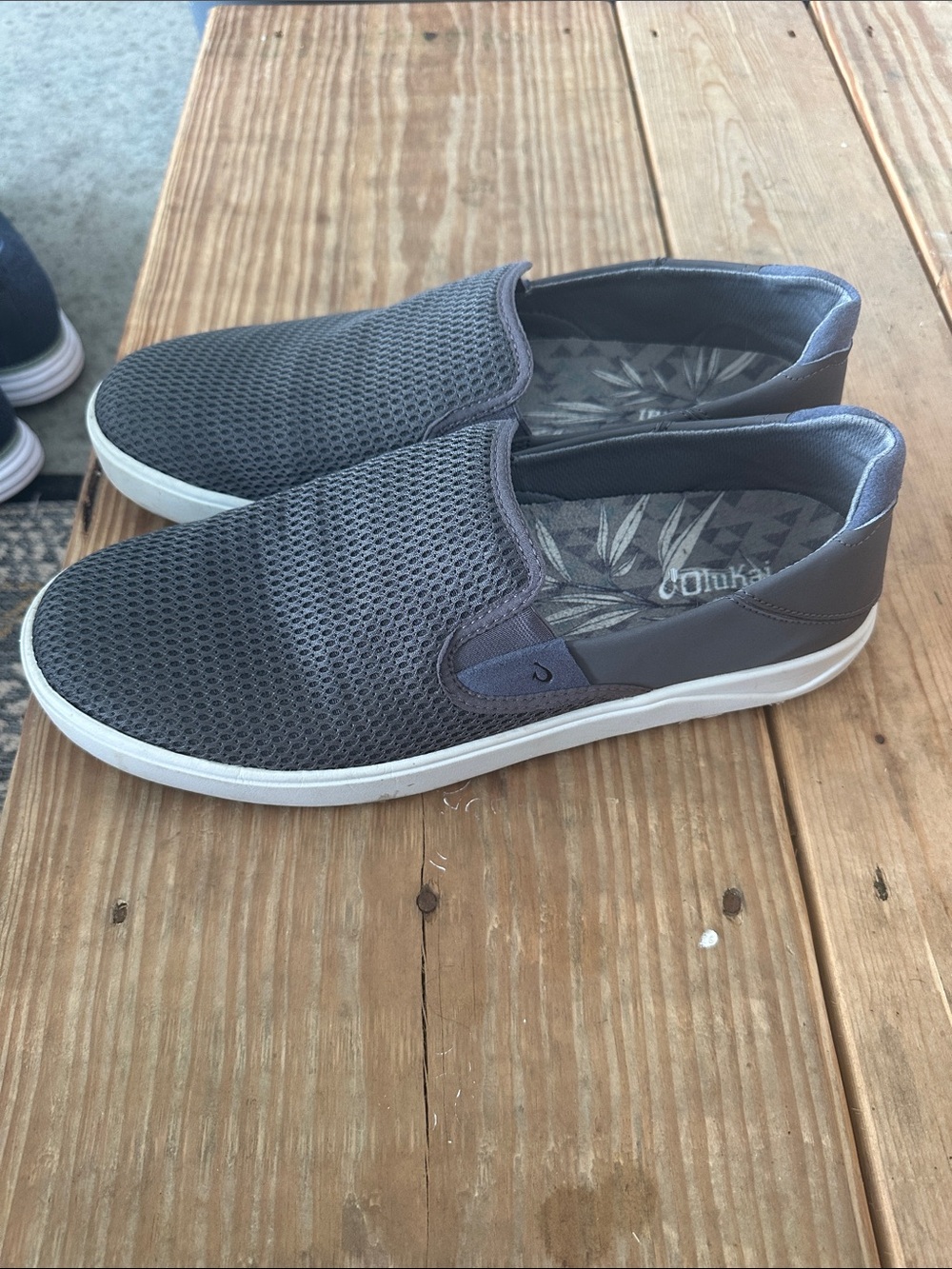 OluKai Men's Slip-On Mesh Loafers in Charcoal